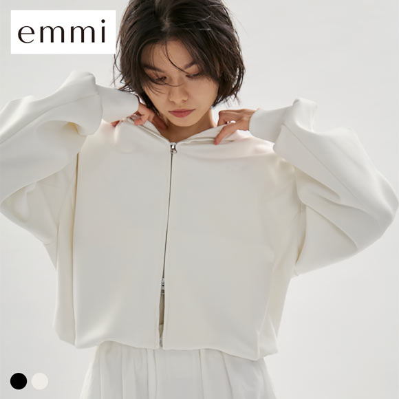エミ eco emmiロゴジップアップフーディー UVカット emmi