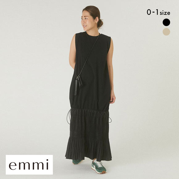 【emmi】ノースリニットドッキングワンピース ブラック エミ ノースリドッキングワンピース emmi | SHIROHATO(白鳩)