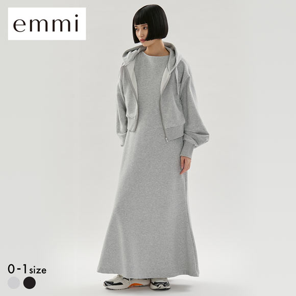 ゆうたん♡　マムエモア　 グレー 襟付き ワンピース エミ 裏毛フーディー×ワンピースセット emmi | SHIROHATO(白鳩)
