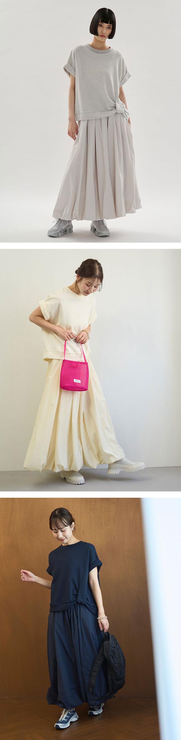 エミ eco 裏毛プルオーバー×撥水バルーンスカートセット emmi