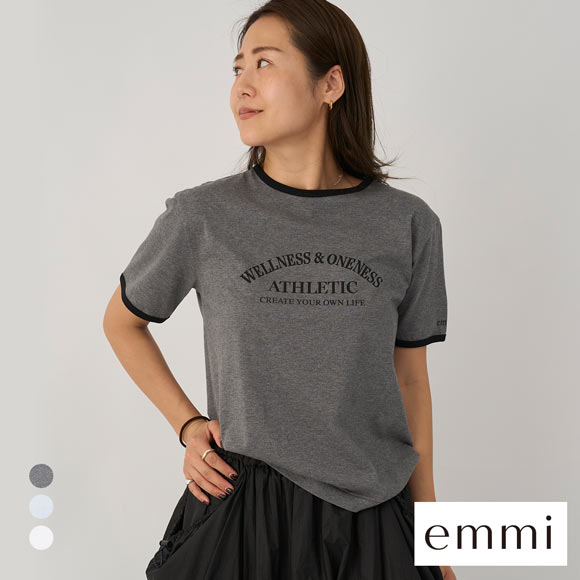 エミ グラフィックリンガーTシャツ emmi