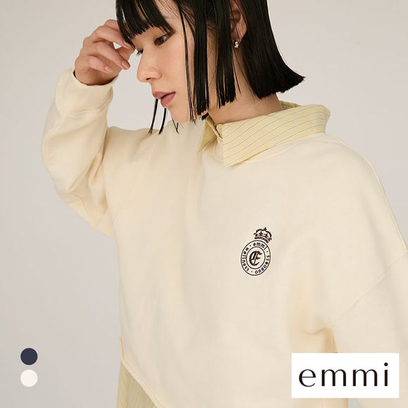 エミ エンブレムロゴスウェットトップス emmi | SHIROHATO(白鳩)