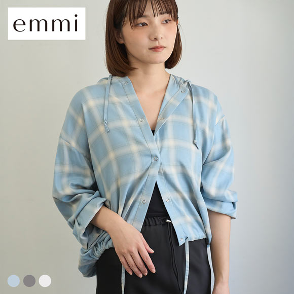 エミ チェックフーディーシャツ emmi | SHIROHATO(白鳩)