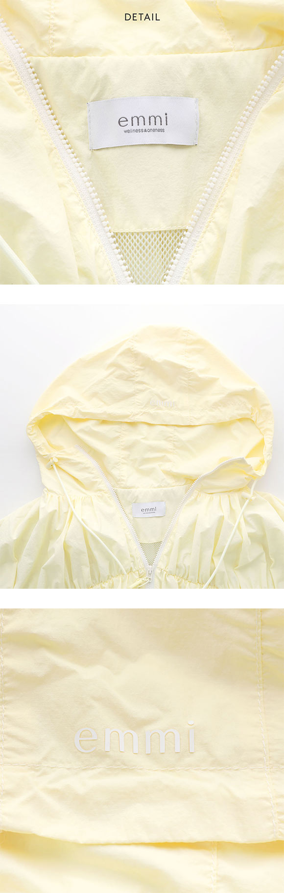 エミ Movique シャーリングブルゾン 撥水 UVカット 接触冷感 emmi