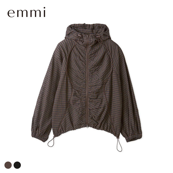 エミ ライトシアーフーディーブルゾン emmi