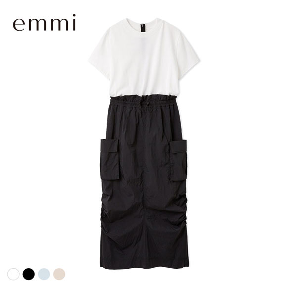 エミ ONLINE限定カラーあり カットドッキングワンピース 撥水 emmi
