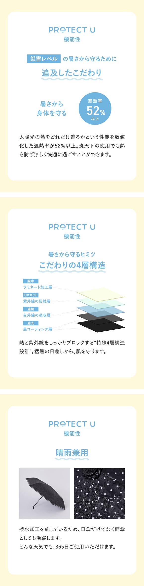 エミ emmi×PROTECT U 晴雨兼用折り畳み日傘 UVブロック 折りたたみ傘 日傘 兼用 雨傘 晴雨両用 emmi