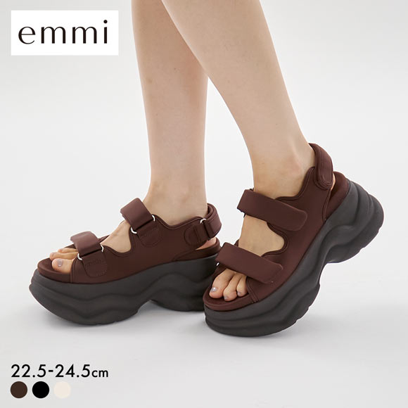 emmi 厚底サンダル　ブラウン エミ ボリュームソールサンダル emmi | SHIROHATO(白鳩)