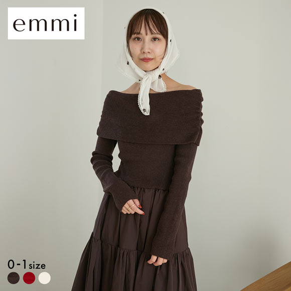 【新品タグ付き】emmi 洗える ニット ドッキング ワンピース ロング 長袖 エミ オフショルニットドッキングワンピース emmi | SHIROHATO(白鳩)