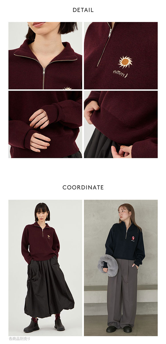 エミ Global warming ハーフジップニットトップス emmi