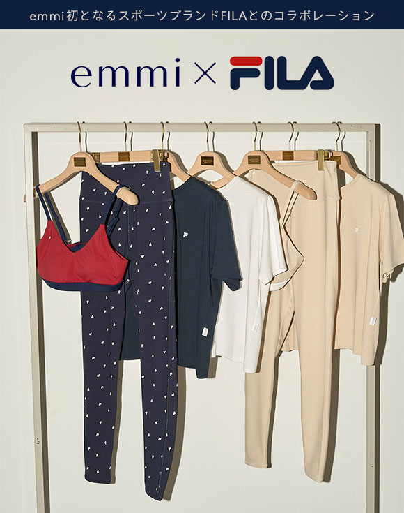 エミ WELLNESS&TRAINING FILAコラボブラトップ ブラジャー ノンワイヤー スポーツブラ カップイン 単品 emmi