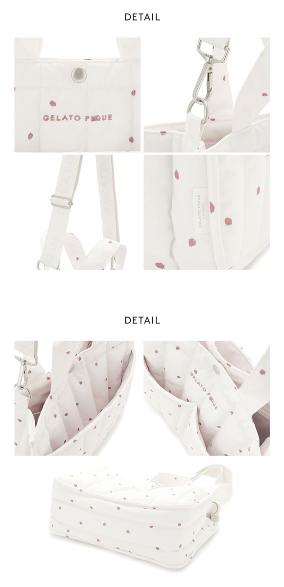 ジェラートピケ CAT&DOG 販路限定商品 ストロベリーキルティングお散歩バッグM gelato pique