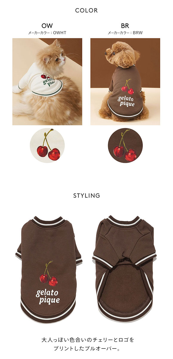 ジェラートピケ チェリー柄プルオーバー ジェラートピケ CAT&DOG チェリー柄裏毛プルオーバー ジェラピケ