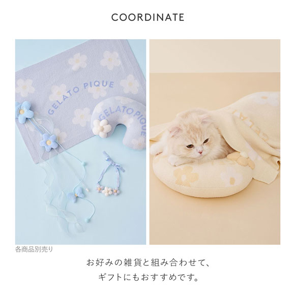 ジェラートピケ CAT&DOG スムーズィーフラワージャガードブランケット