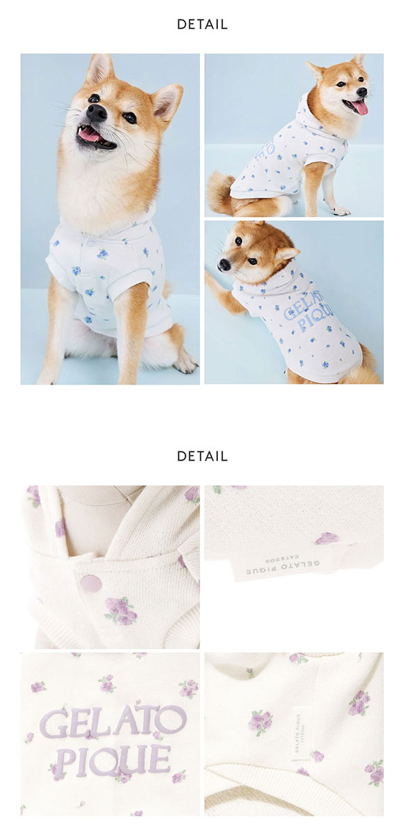 ジェラートピケ CAT&DOG フラワー柄裏毛フーディー ジェラピケ ペット