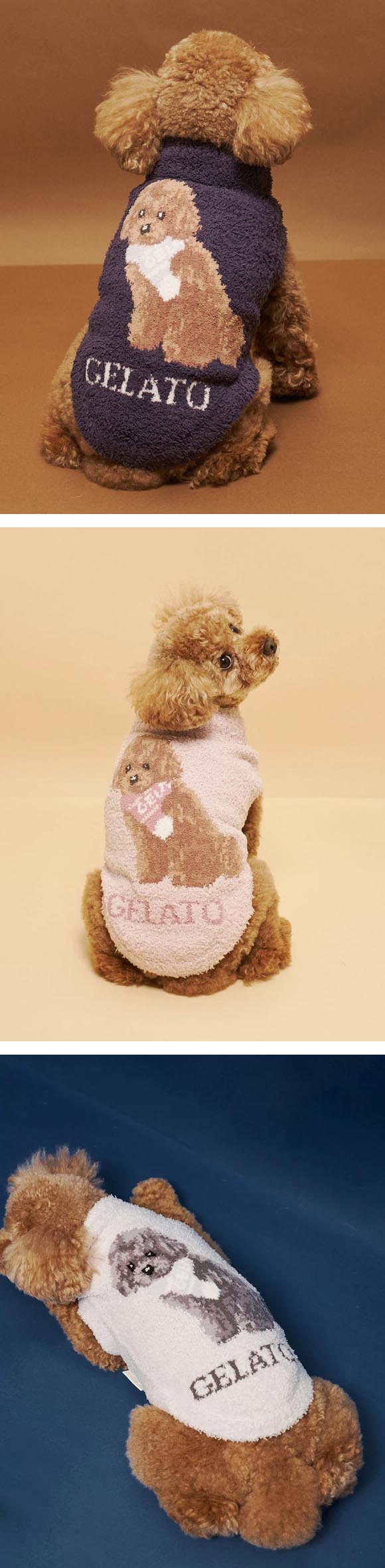 ジェラートピケ CAT&DOG ベビモコトイプードル柄プルオーバー ジェラピケ gelato pique