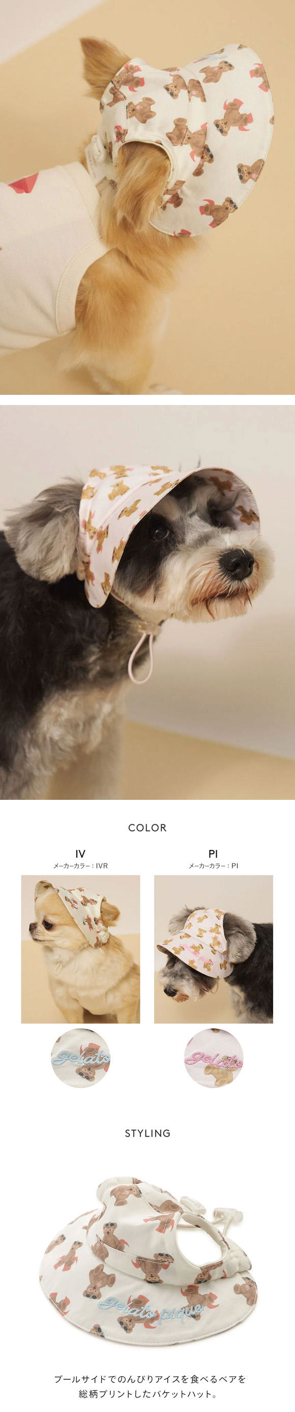 ジェラートピケ CAT&DOG サマーベア柄ハット ジェラピケ gelato pique