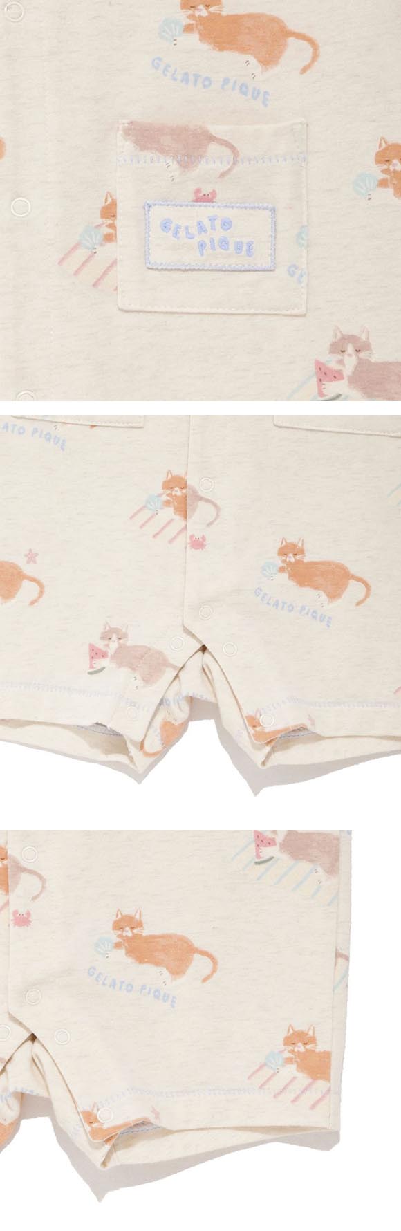 ジェラートピケ キッズアンドベイビー ベビー シーサイドキャット柄半袖ロンパース ジェラピケ ルームウェア gelato pique Kids＆Baby BABY