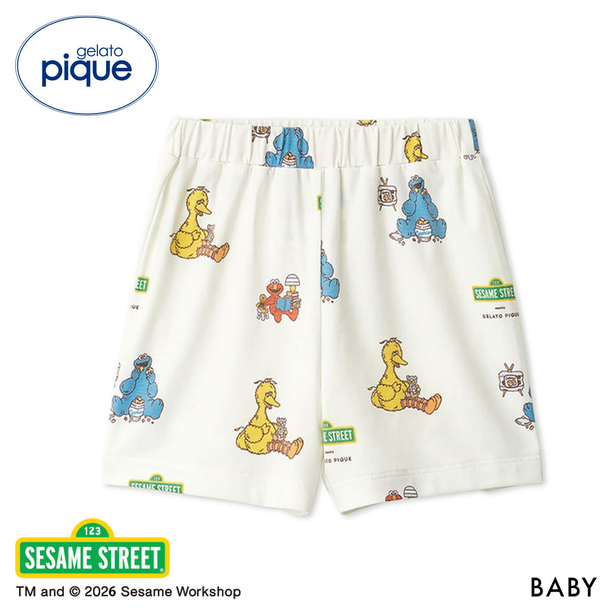 ジェラートピケ キッズアンドベイビー ベビー SESAME STREET 総柄