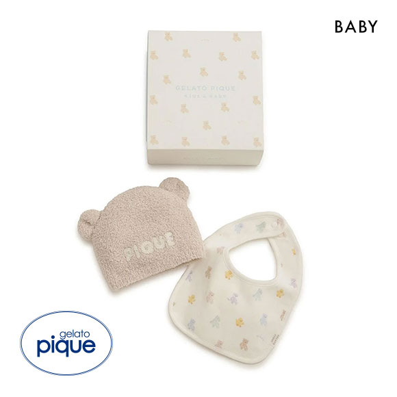ジェラートピケ キッズアンドベイビー ベビー ベアニットキャップ&スタイ2点セット ギフトBOX ジェラピケ