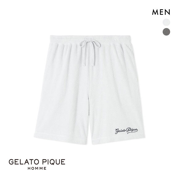ジェラートピケ オム メンズ パイルロゴ刺繍ショートパンツ ジェラピケ パジャマ ルームウェア GELATO PIQUE HOMME