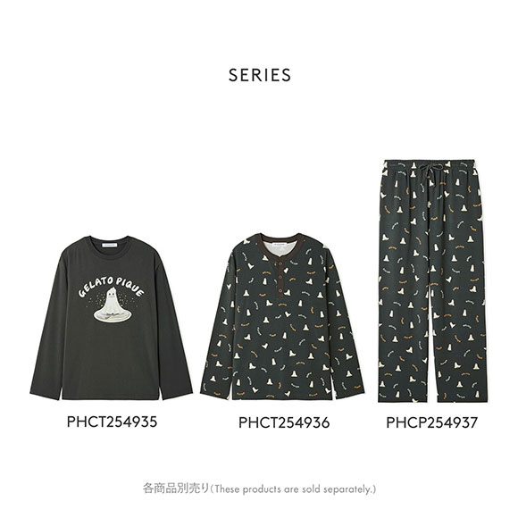 ジェラートピケ オム メンズ TRICK GHOST柄ロンT ジェラピケ パジャマ