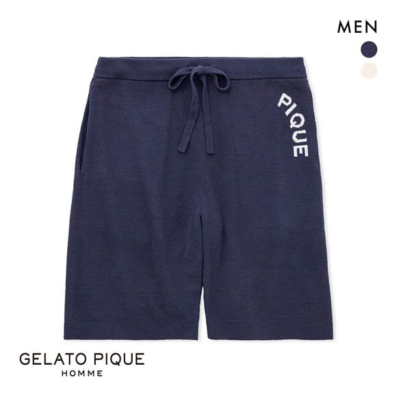 ジェラートピケ オム メンズ エアモコピケロゴジャガードハーフパンツ ジェラピケ パジャマ ルームウェア gelato pique HOMME