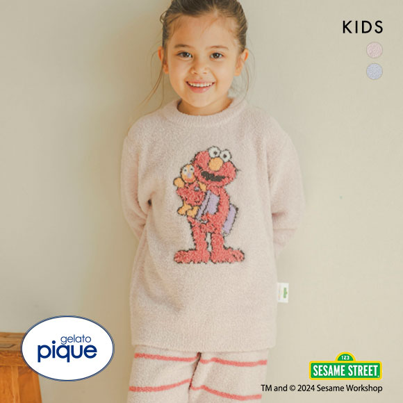 ジェラートピケ キッズアンドベイビー セサミストリート モチーフジャガードプルオーバー&ロングパンツセット ジェラピケ  gelato pique SESAME STREET