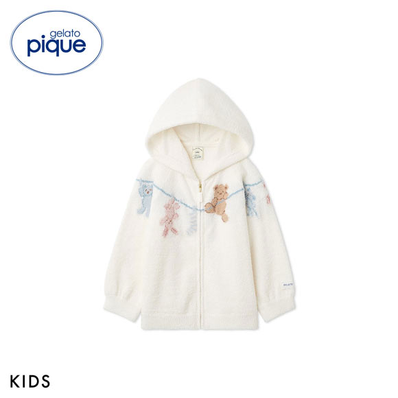 ジェラートピケ キッズアンドベイビー キッズ エアリーモコウォッシングアニマルジャガードパーカ ジェラピケ gelato pique Kids＆Baby