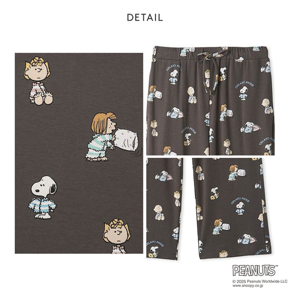 ジェラートピケ オム メンズ PEANUTS オリジナルアート総柄ロングパンツ ジェラピケ パジャマ ルームウェア gelato pique スヌーピー HOMME