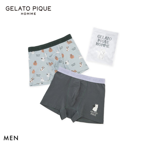 ジェラートピケ オム メンズ HALLOWEEN ナイトパレードDOGS柄ボクサーパンツ ジェラピケ パジャマ GELATO PIQUE HOMME ハロウィン