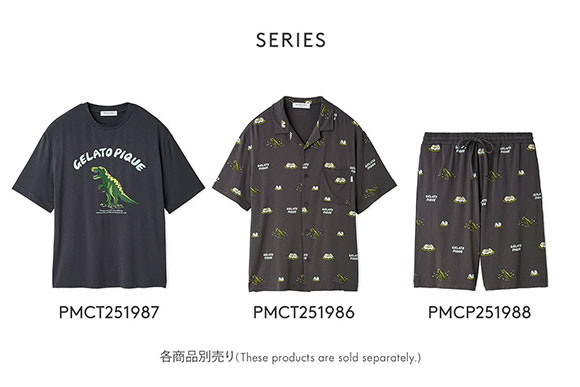 ジェラートピケ オム メンズ ダイナソー＆エッグ総柄シャツ ジェラピケ パジャマ ルームウェア gelato pique HOMME