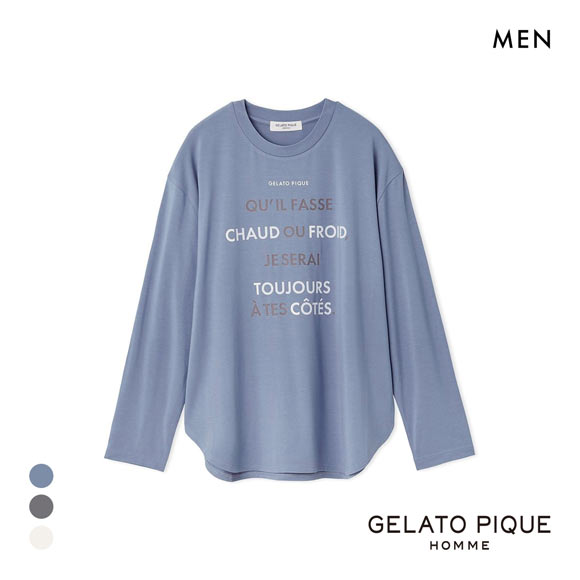 ジェラートピケ オム メンズ カラーワンポイントシャツテールロンT ジェラピケ パジャマ ルームウェア gelato pique HOMME