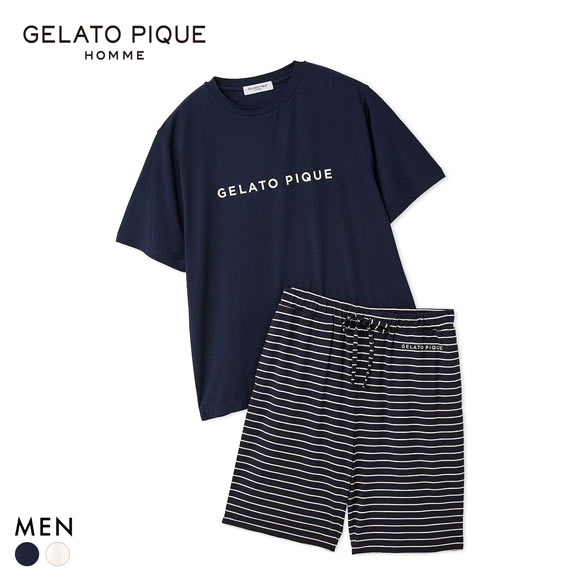 ジェラートピケ オム メンズ レーヨンロゴTシャツ＆ボーダーハーフ