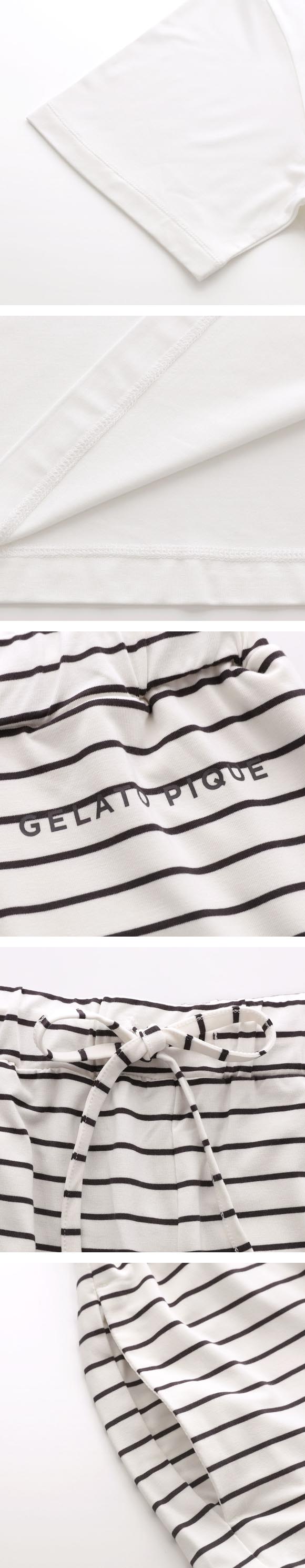 ジェラートピケ オム メンズ レーヨンロゴTシャツ＆ボーダーハーフパンツセット 上下セット ジェラピケ ルームウェア GELATO PIQUE HOMME
