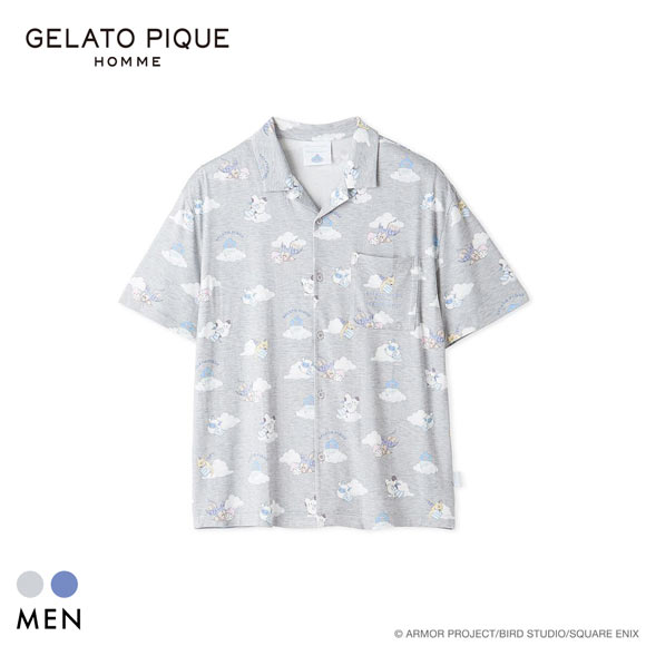 ジェラートピケ オム メンズ ドラゴンクエスト 総柄半袖シャツ ジェラピケ パジャマ ルームウェア GELATO PIQUE DRAGON QUEST HOMME