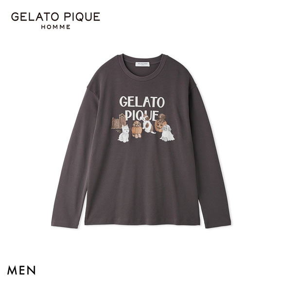 ジェラートピケ オム メンズ HALLOWEEN ナイトパレードDOGSワンポイントロンT ジェラピケ パジャマ GELATO PIQUE HOMME ハロウィン