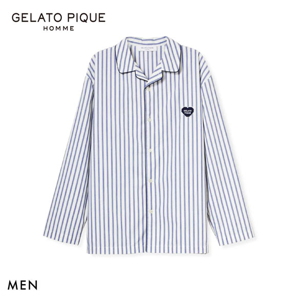 ジェラートピケ オム メンズ ブロードストライプシャツ ジェラピケ パジャマ ルームウェア gelato pique HOMME