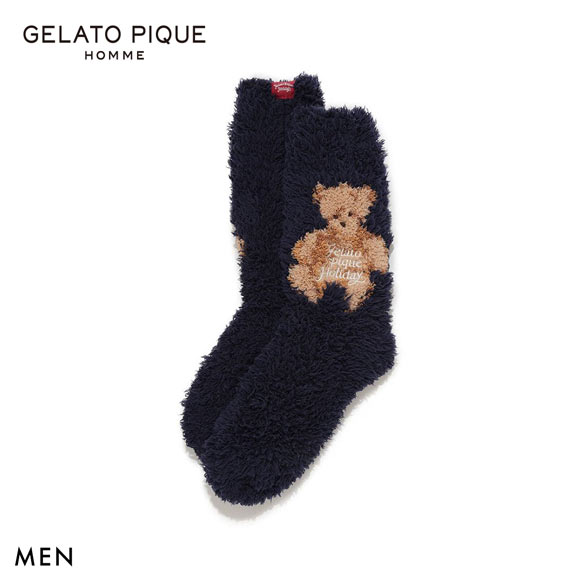 ジェラートピケ オム メンズ HOLIDAY ジェラートスノーベアジャガードソックス ジェラピケ パジャマ ルームウェア