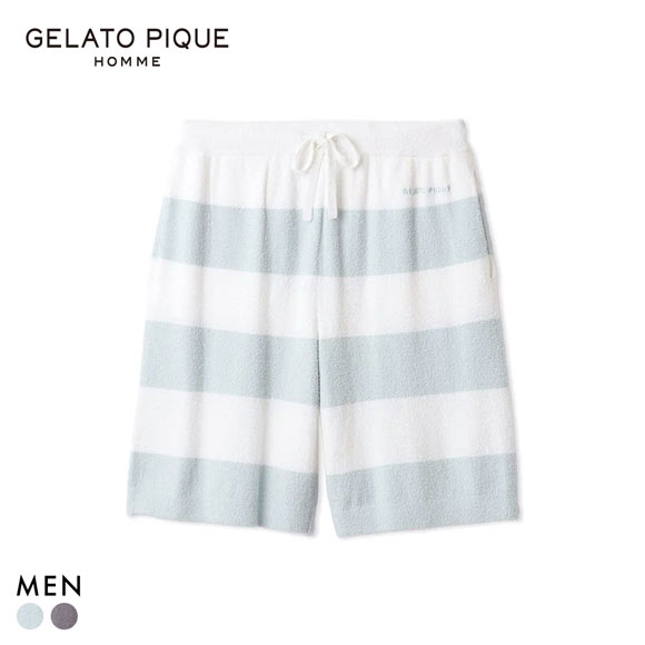ジェラートピケ オム メンズ スムーズィー2ボーダーハーフパンツ ジェラピケ パジャマ ルームウェア gelato pique HOMME