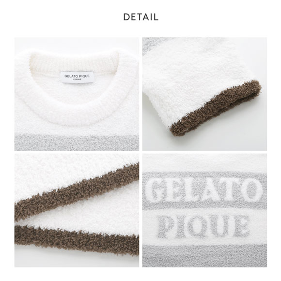 ジェラートピケ オム GELATO PIQUE メンズ【HOMME】パウダートリムボーダープルオーバー ジェラピケ パジャマ ルームウェア