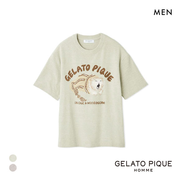ジェラートピケ オム メンズ sleeping cat ジャガードプルオーバー ジェラピケ パジャマ ルームウェア GELATO PIQUE HOMME