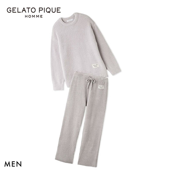 ジェラートピケ オム メンズ カラフルパウダープルオーバー＆ベビモコリブロングパンツセット ジェラピケ パジャマ gelato pique HOMMEML