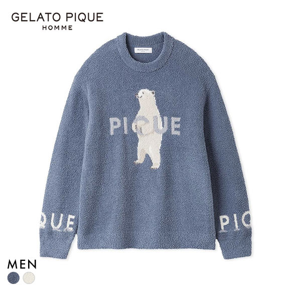 ジェラートピケ オム メンズ パウダーフォレストベアジャガードプルオーバー ジェラピケ パジャマ ルームウェア gelato pique HOMME