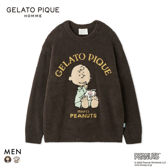 ジェラートピケ オム メンズ PEANUTS オリジナルアートジャガードプル