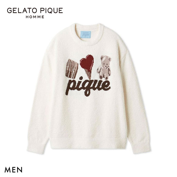 ジェラートピケ オム メンズ Valentine ワンポイントジャガードプルオーバー ジェラピケ Valentine GELATO PIQUE HOMME バレンタイン