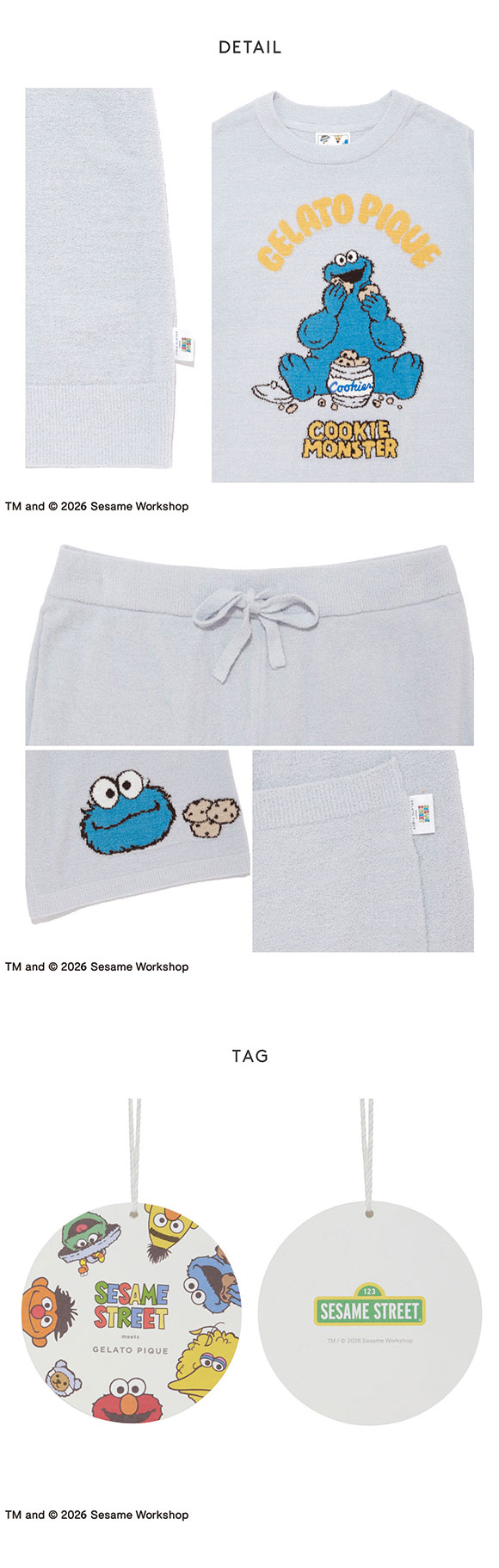 ジェラートピケ オム SESAME STREET エアリーモコジャガードプルオーバー＆ハーフパンツセット ジェラピケ セサミストリート GELATO PIQUE