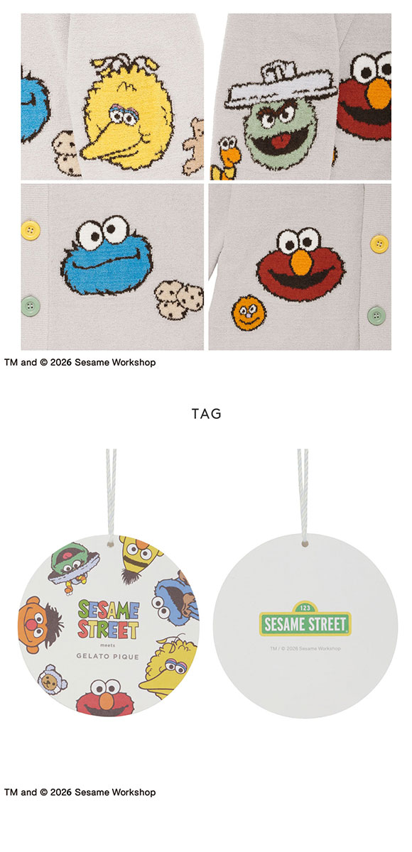 ジェラートピケ オム メンズ SESAME STREET エアリーモコアップリケ