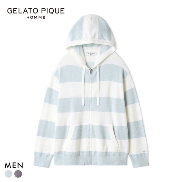 ジェラートピケ オム メンズ スムーズィー2ボーダーパーカ ジェラピケ パジャマ ルームウェア gelato pique HOMME