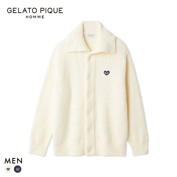 ジェラートピケ オム メンズ べビモコハートロゴ刺繍カーディガン ジェラピケ パジャマ ルームウェア gelato pique HOMME